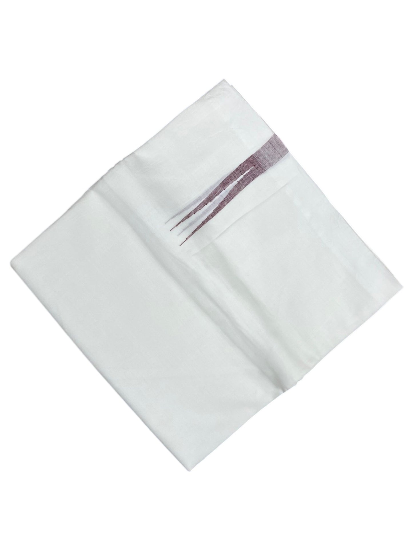 Southloom Pure White Cotton Double Mundu with Maroon Chuttikara (South Indian Dhoti)