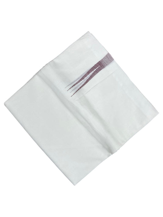 Southloom Pure White Cotton Double Mundu with Maroon Chuttikara (South Indian Dhoti)