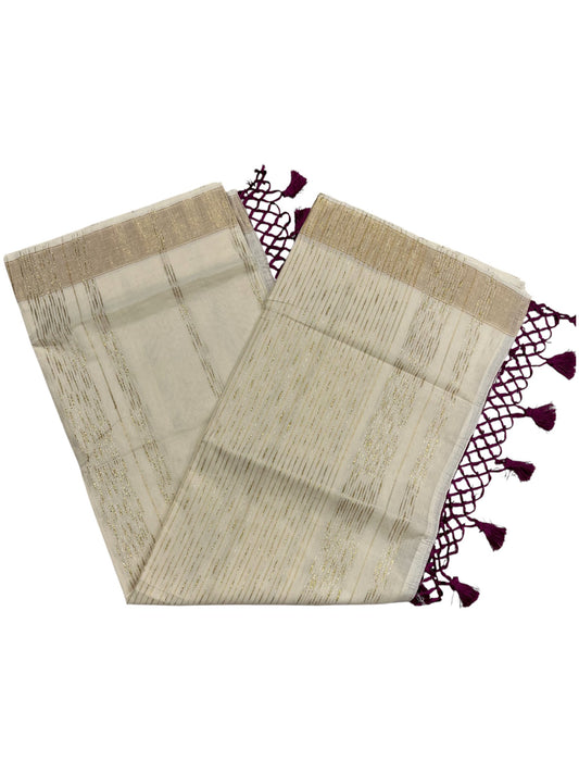 Southloom Kerala Cotton Kasavu Saree with Golden Thread Work