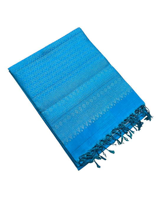Southloom Pure Handloom Bridal Kanchipuram Silk Saree with Korvai Work (Blue)