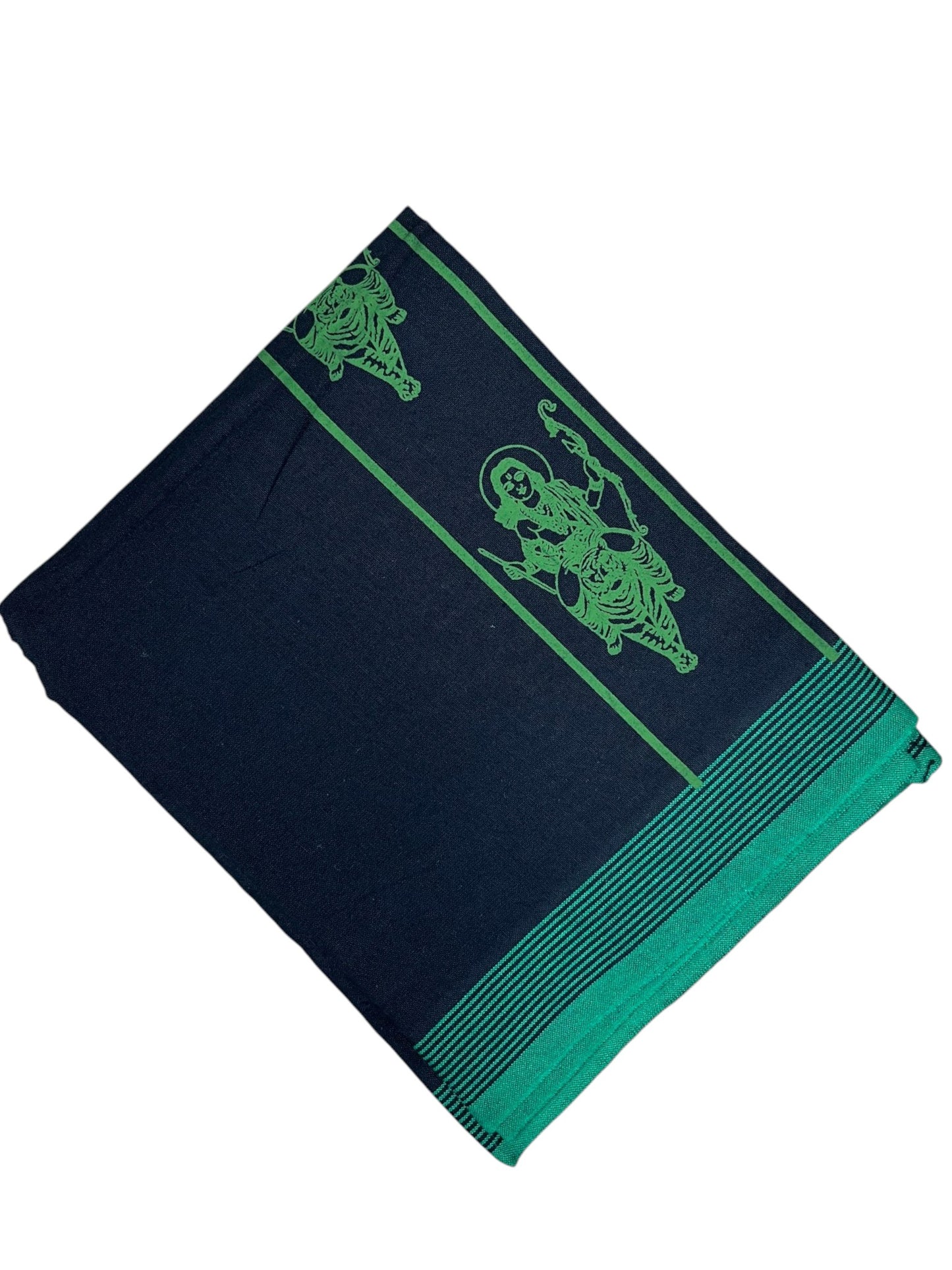 Southloom Black Printed Ayyapan Single Mundu / Otta Mundu  (South Indian Kerala Dhoti)