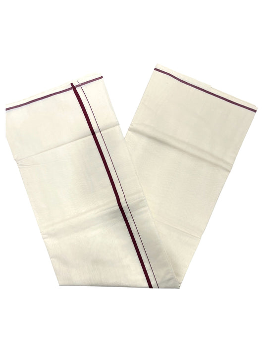 Southloom Kerala Cotton Plain Saree with Brown Puliyilakkara Border