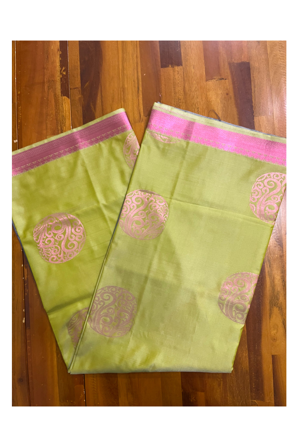 Southloom Soft Silk Olive Green Designer Woven Saree with Heavy Work on Pallu