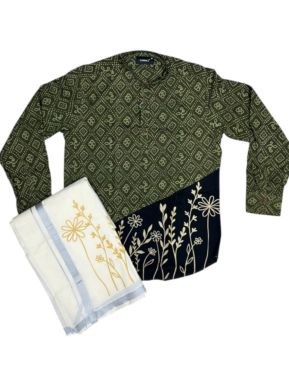 Southloom Cotton Ajrakh Printed Men's Combo (Shirt + Mundu) SLCOMBO SL579