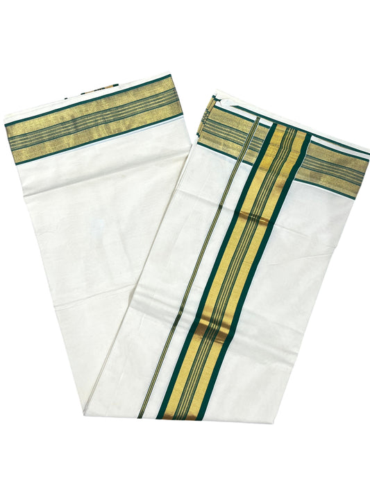 Southloom Kerala Cotton Kasavu Saree with Dark Green Border