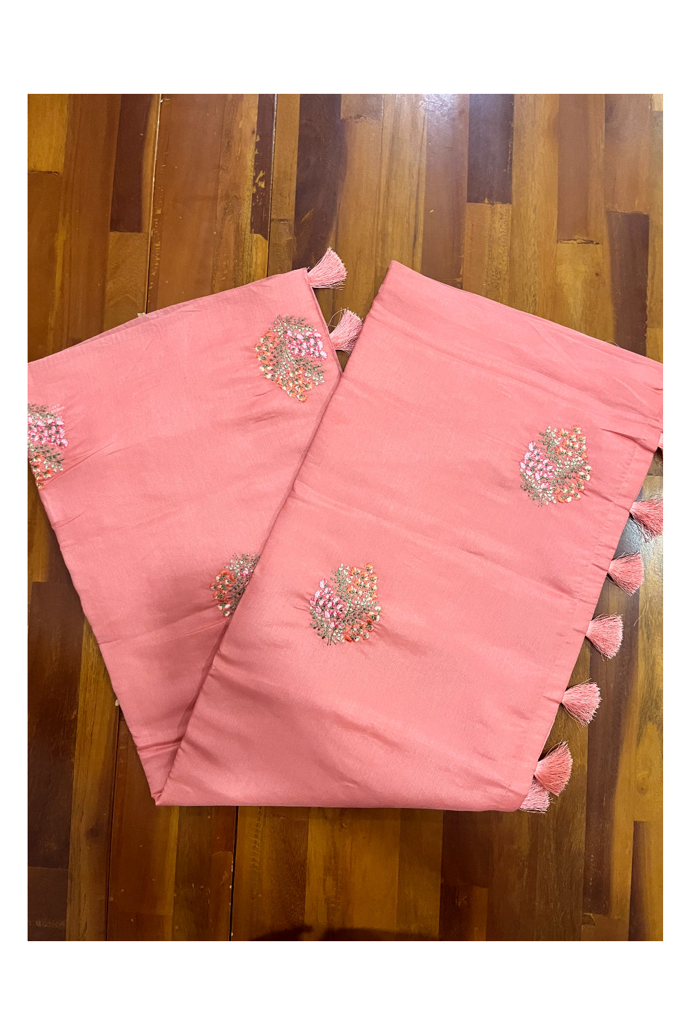 Southloom Art Silk Pink Designer Embroidery Saree