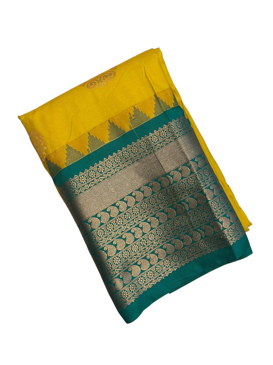 Southloom Banarasi Semi Silk Saree with Woven Work on Body(Yellow)