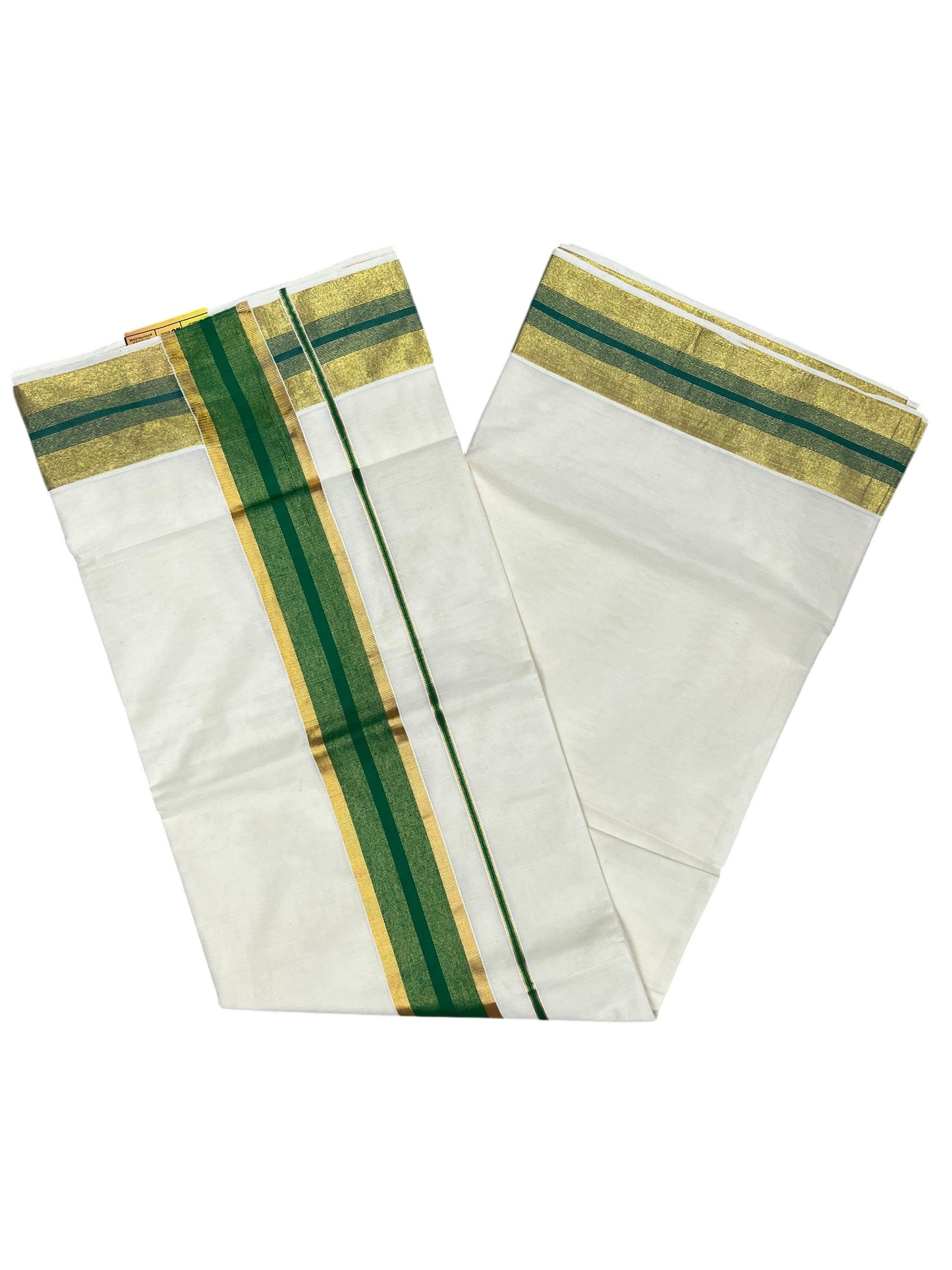 Southloom Pure Cotton Kerala Saree with Kasavu and Green Border