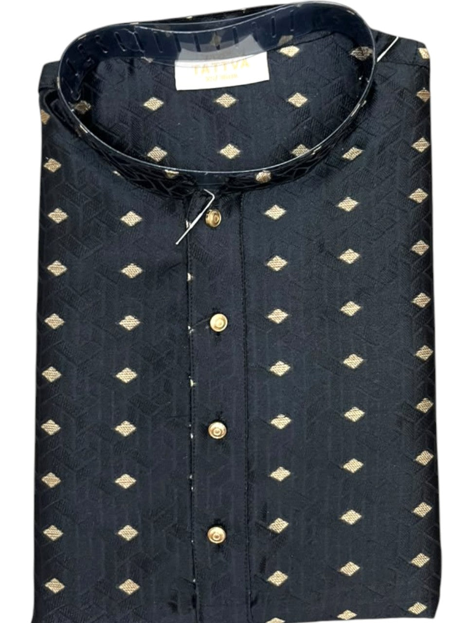 Southloom Black Woven Semi Silk Short Kurta for Men SL590