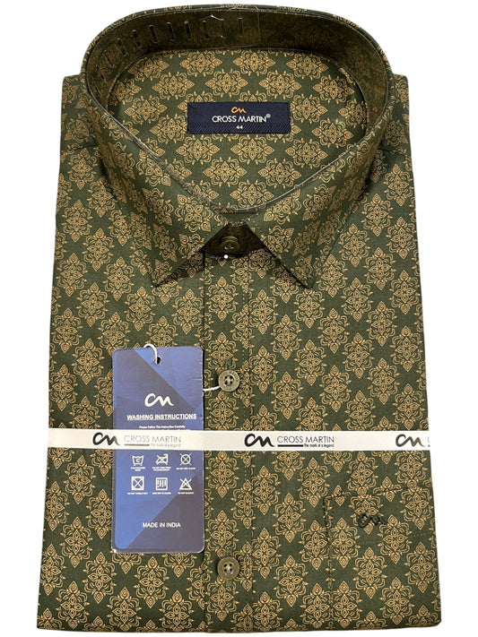 Southloom Pure Cotton Green Printed Shirt (44 FS)