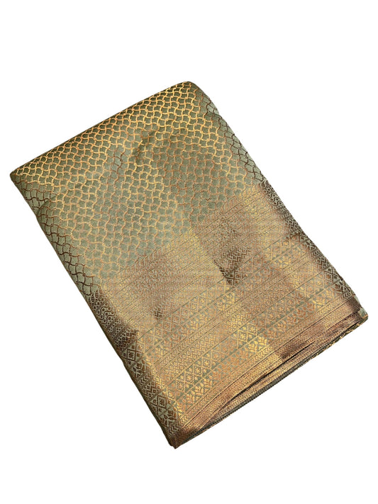 Southloom Brocade Silk Bridal Saree WIth Woven Borders And Blouse Piece