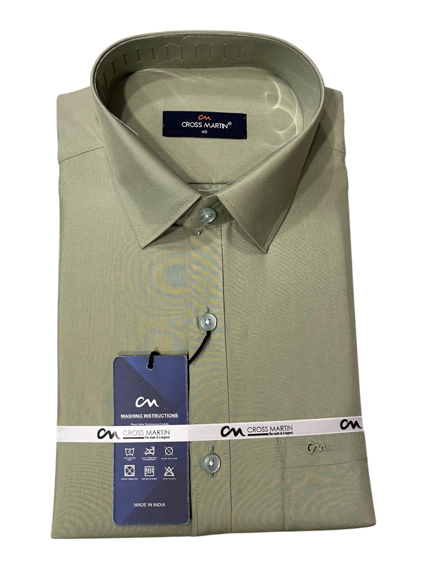 Southloom Pure Cotton Olive Green Plain Shirt (40 FS)