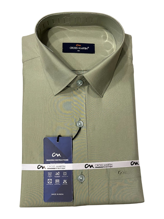 Southloom Pure Cotton Olive Green Plain Shirt (40 FS)