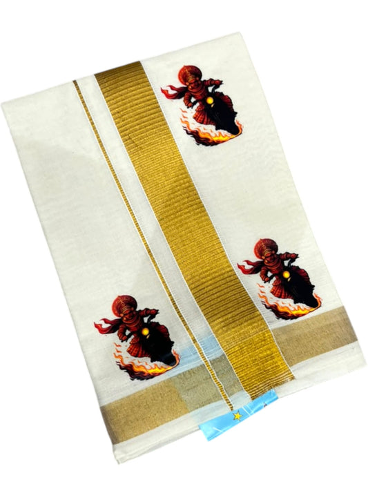 Southloom Cotton Kasavu Printed Kids's Velcro Mundu SLK