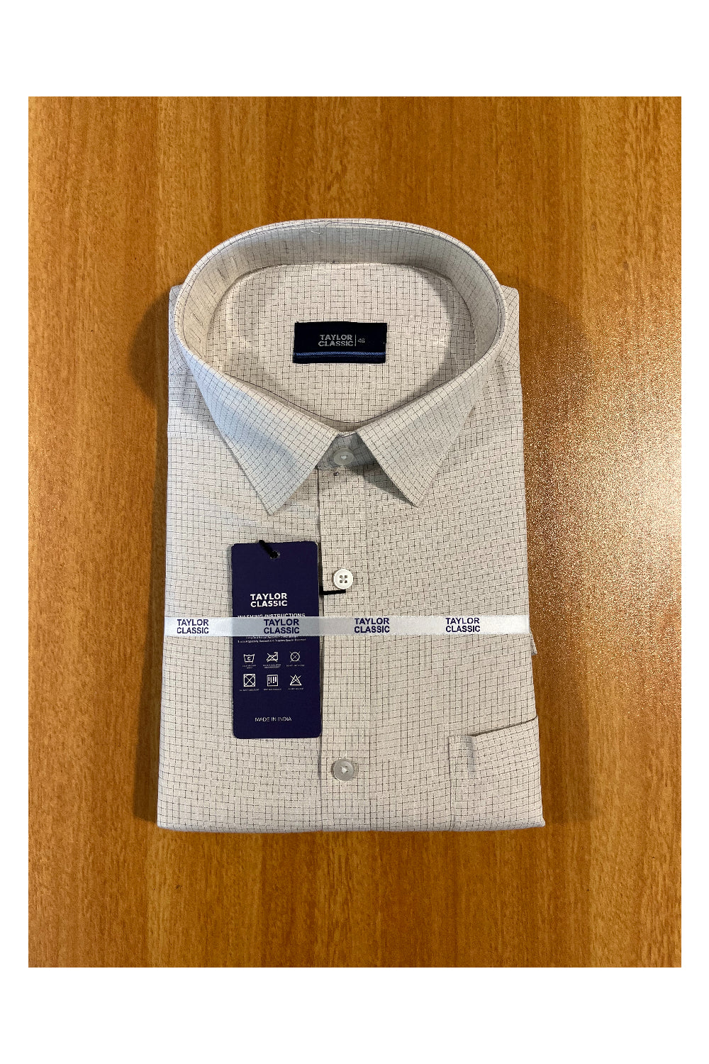 Pure Cotton White Shirt with Micro Checks (46 FS)