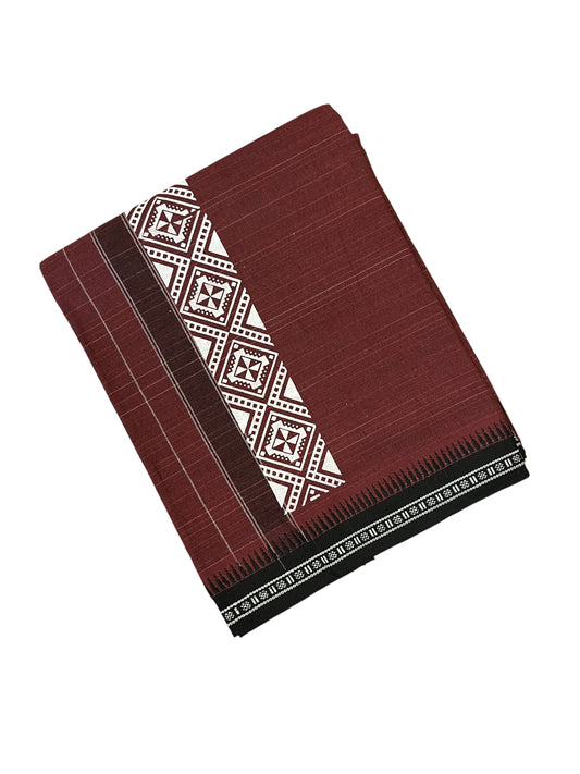 Southloom Maroon Printed Single Mundu / Otta Mundu / Lungi (South Indian Kerala Dhoti)