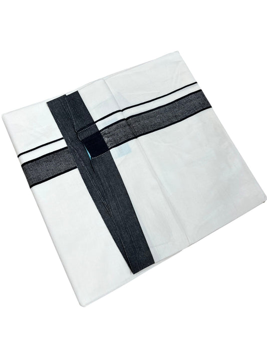 Southloom Pure White Cotton Mundu with Black Border (South Indian Kerala Dhoti)