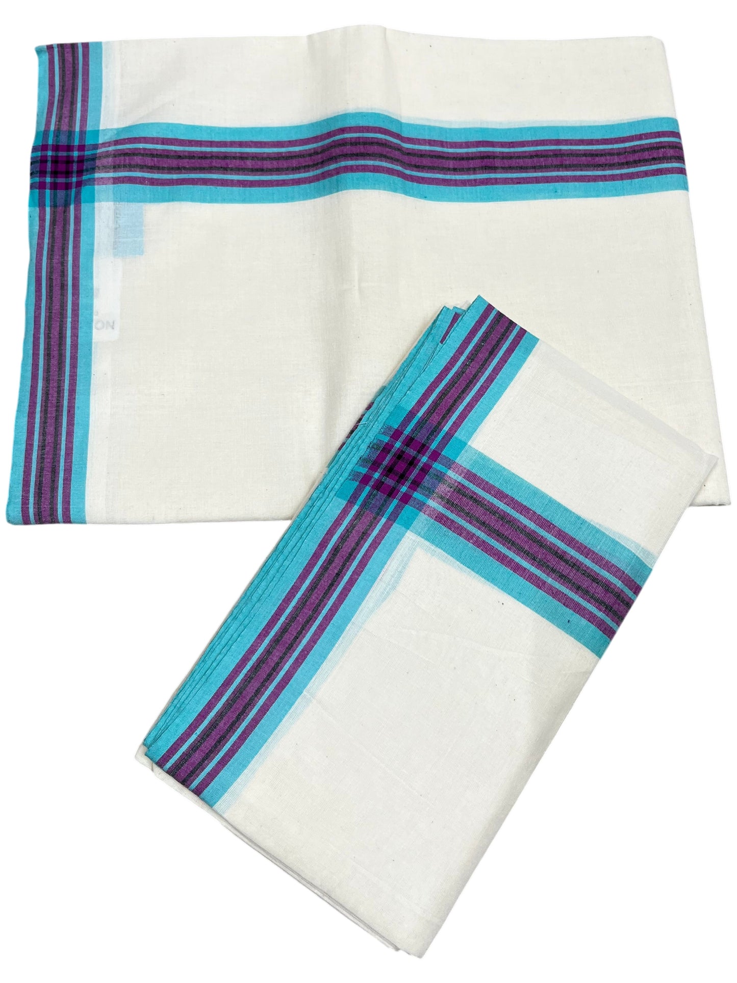 Southloom Kerala Mulloth Cotton Single Mundum Neriyathum with Multicolor Border In 2.80 Mtrs
