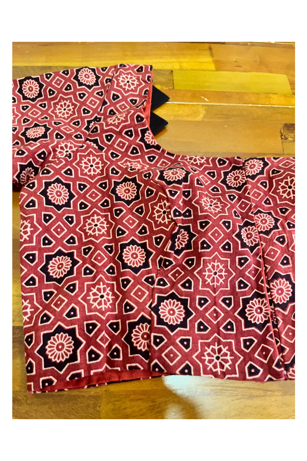 Southloom Maroon Printed Ready Made Blouse