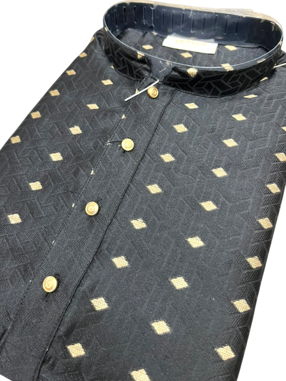 Southloom Black Woven Semi Silk Short Kurta for Men SL590