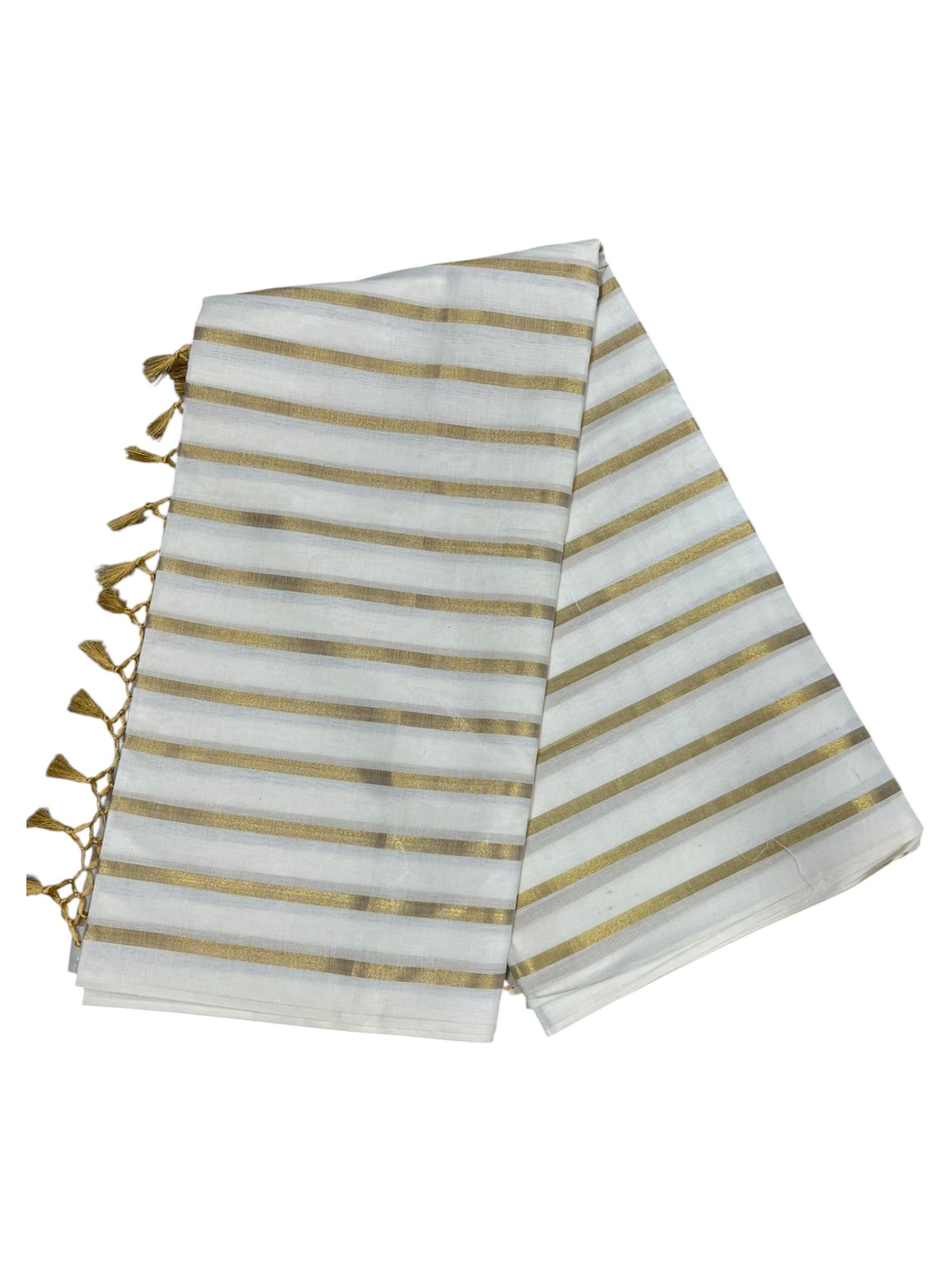 Southloom Cotton Kerala Kasavu Saree with Golden Lines on Body