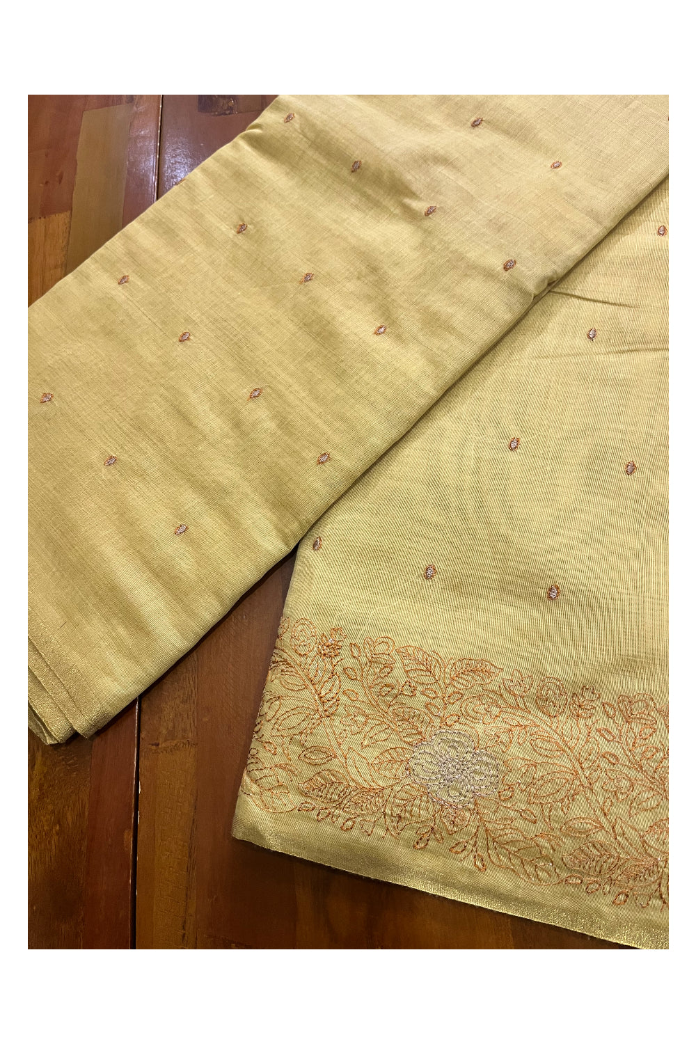 Southloom Cotton Yellow Saree with Embroidered Border