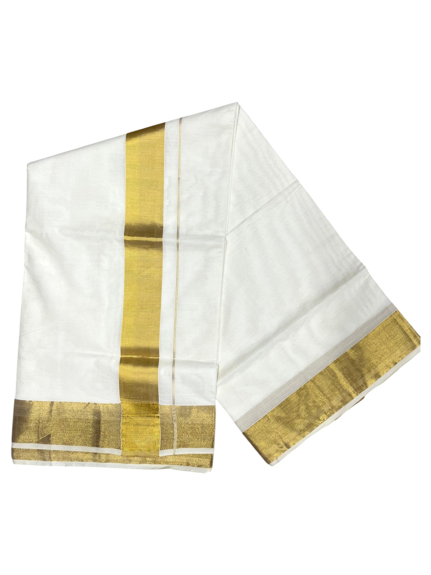 Southloom Pure Cotton Kerala Saree with 2.5 inch Gold Kasavu Border