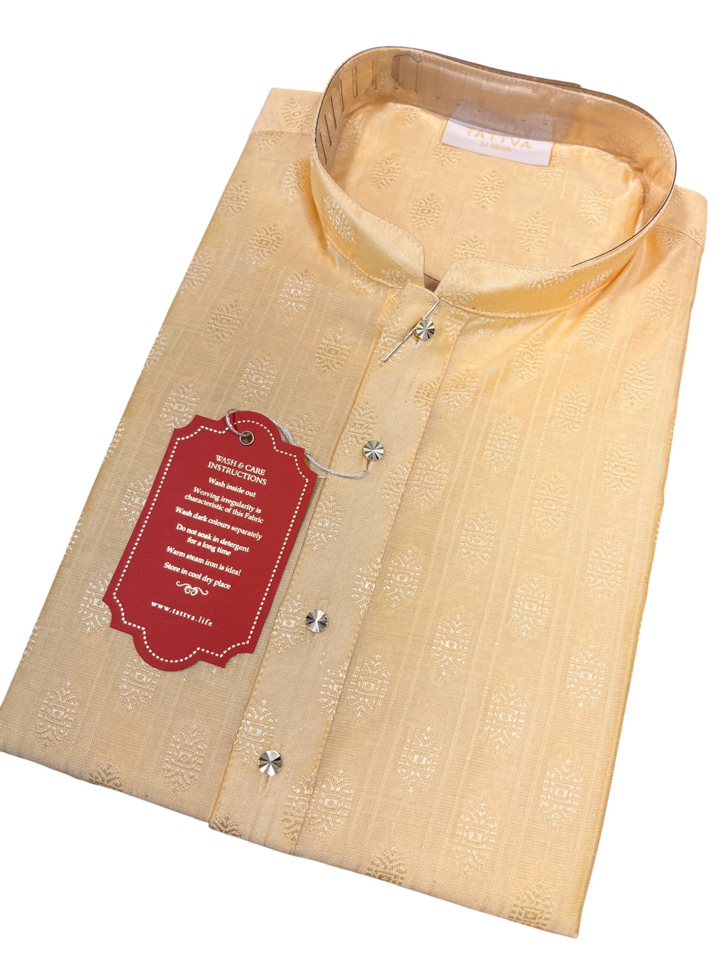 Southloom Semi Silk Short Kurta for Men in Beige Colour