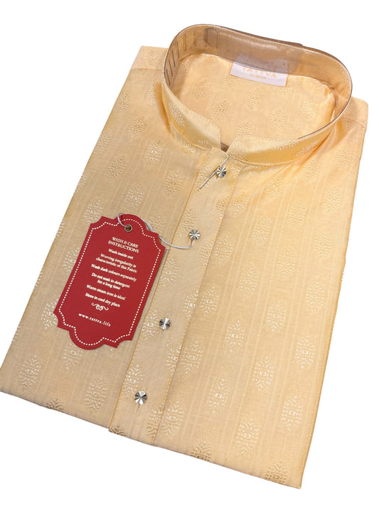Southloom Semi Silk Short Kurta for Men in Beige Colour
