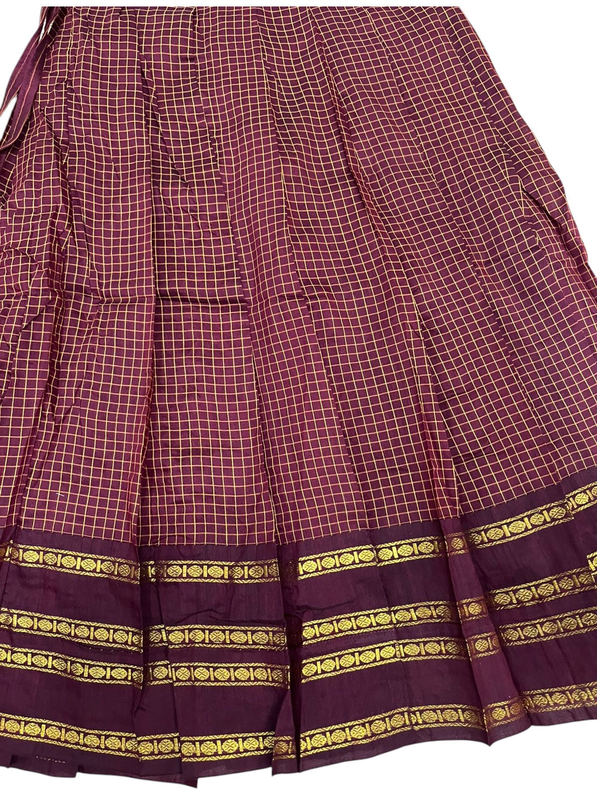 Southloom Kerala Cotton Kasavu Pavada Blouse with for Kids in Maroon