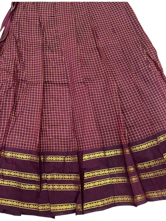 Southloom Kerala Cotton Kasavu Pavada Blouse with for Kids in Maroon SL583
