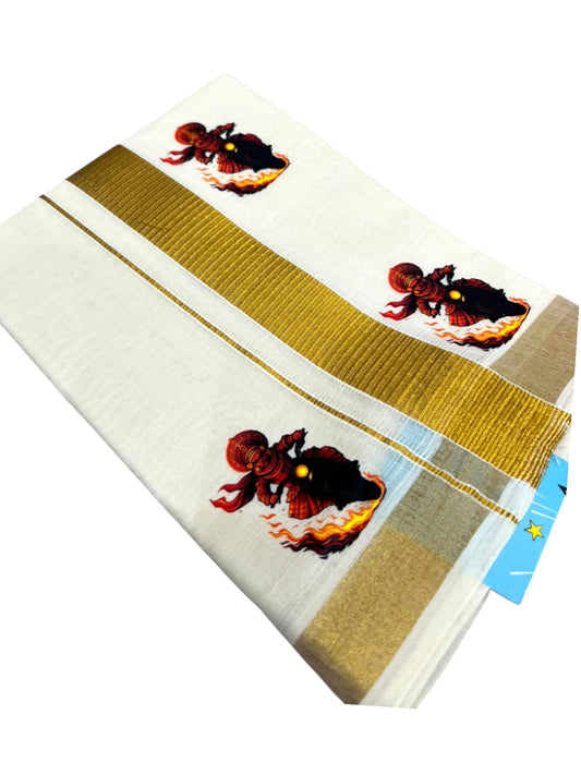 Southloom Cotton Kasavu Printed Kids's Velcro Mundu SLK