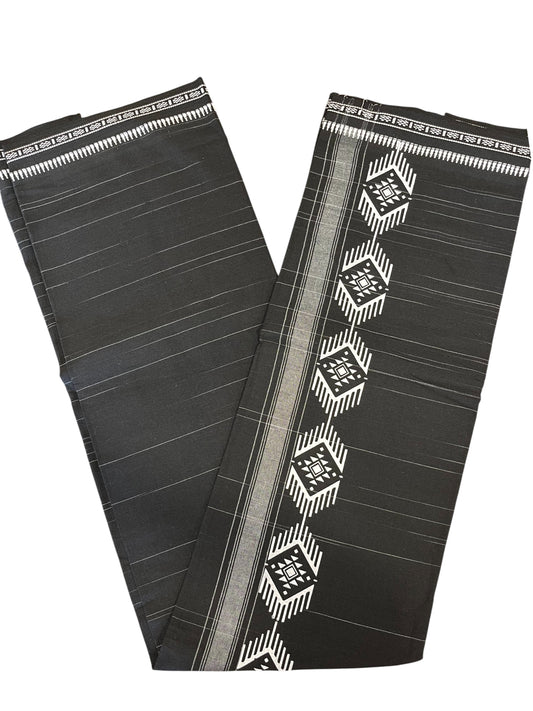 Southloom Black Printed Single Mundu / Otta Mundu / Lungi (South Indian Kerala Dhoti)