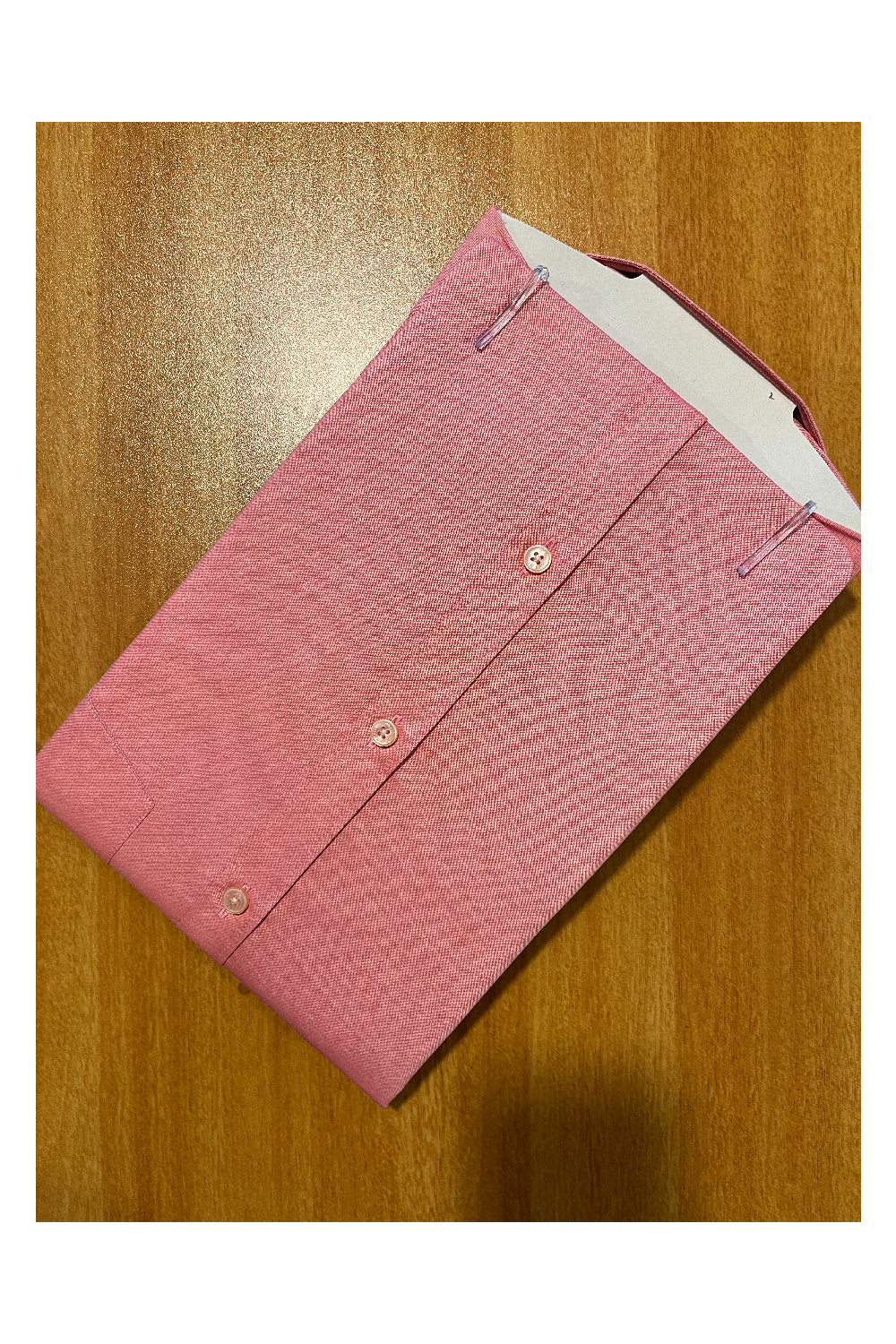 Pure Cotton Pink Solid Shirt (42 HS)