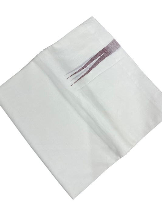 Southloom Pure White Cotton Double Mundu with Maroon Chuttikara (South Indian Dhoti)