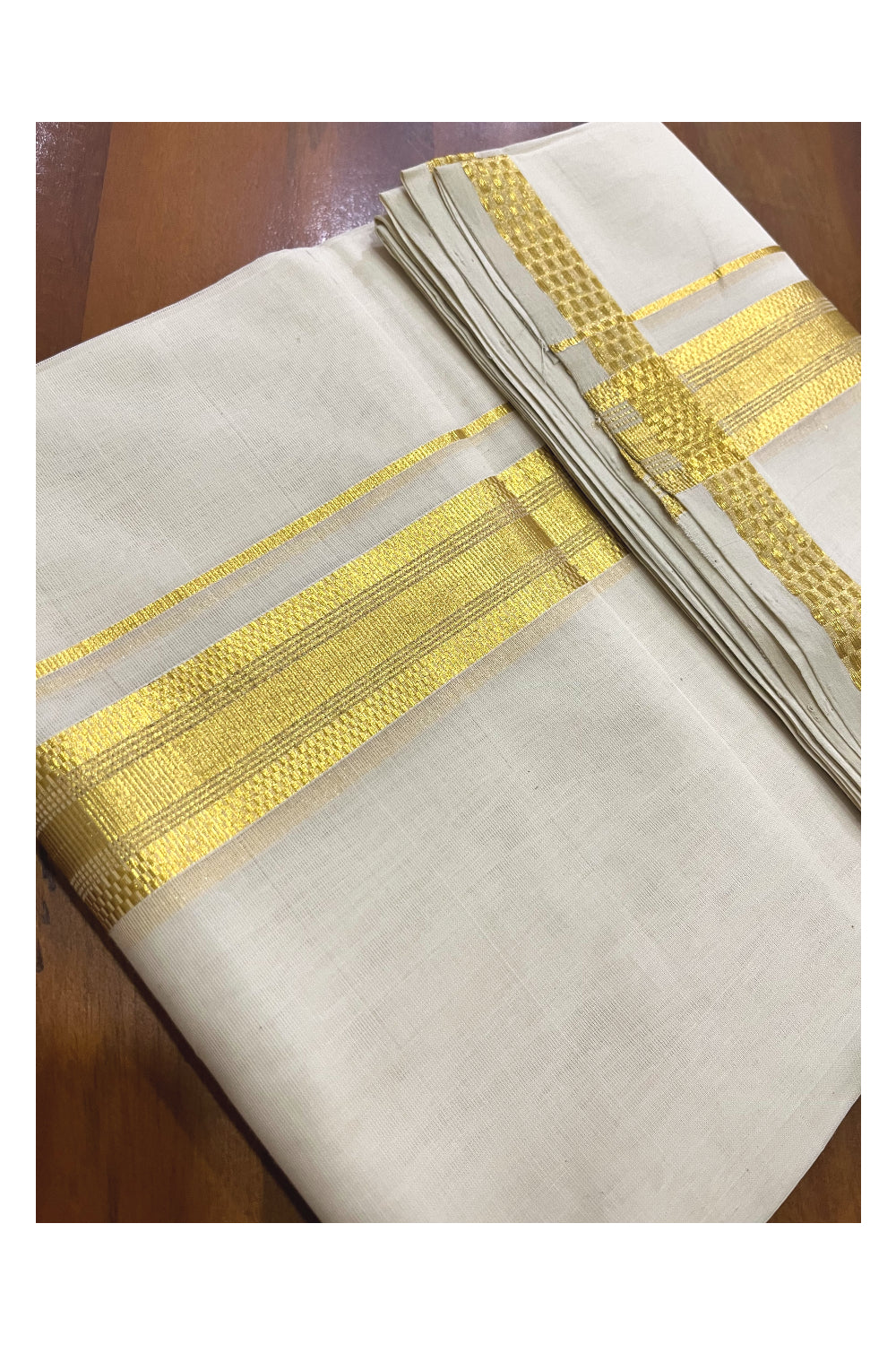 Southloom Super Premium Balaramapuram Unakkupaavu Handloom Double Wedding Mundu with Kasavu Woven Border (Vishu 2024 Collection)