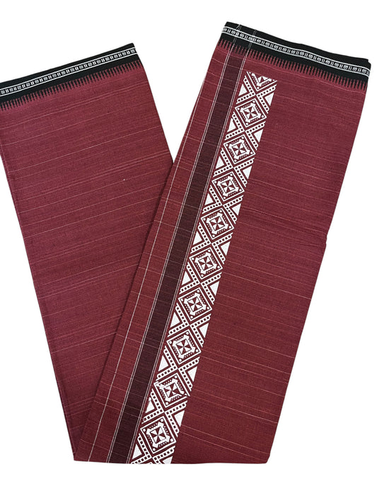 Southloom Maroon Printed Single Mundu / Otta Mundu / Lungi (South Indian Kerala Dhoti)