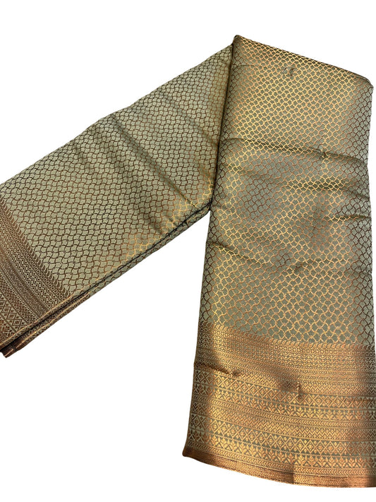 Southloom Brocade Silk Bridal Saree WIth Woven Borders And Blouse Piece
