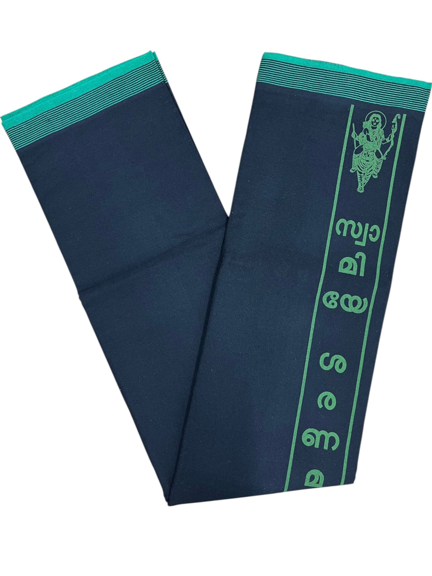 Southloom Black Printed Ayyapan Single Mundu / Otta Mundu  (South Indian Kerala Dhoti)