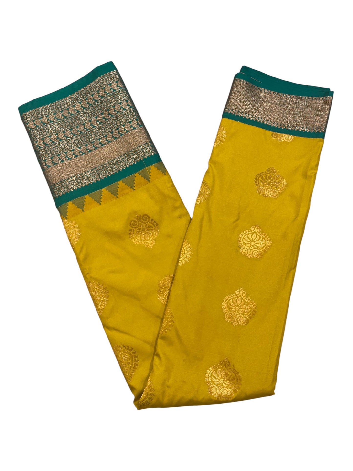 Southloom Banarasi Semi Silk Saree with Woven Work on Body(Yellow)