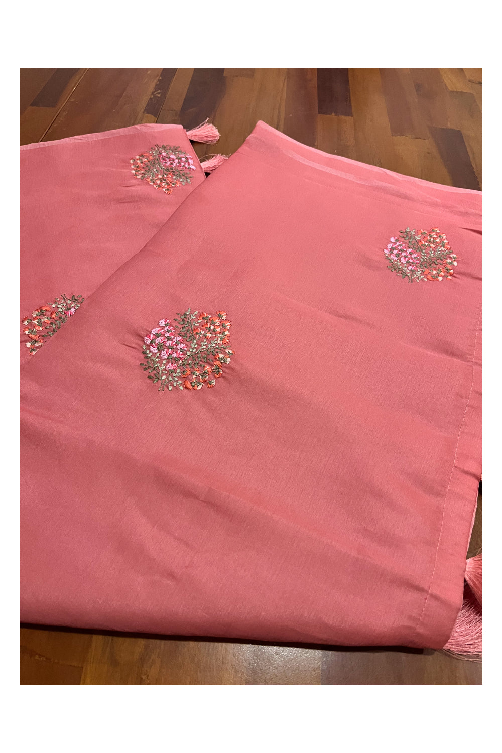 Southloom Art Silk Pink Designer Embroidery Saree