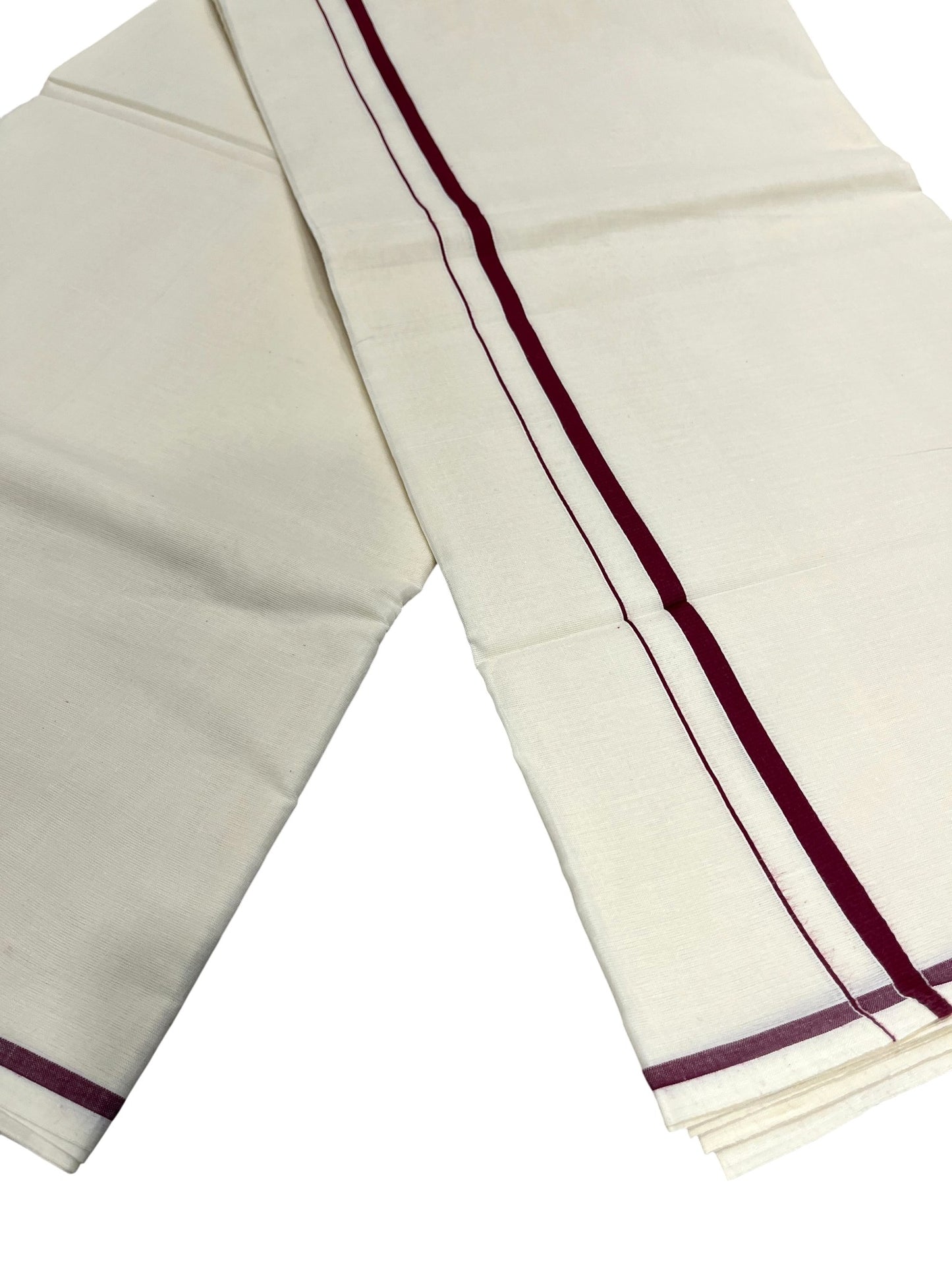 Southloom Kerala Cotton Plain Saree with Brown Puliyilakkara Border