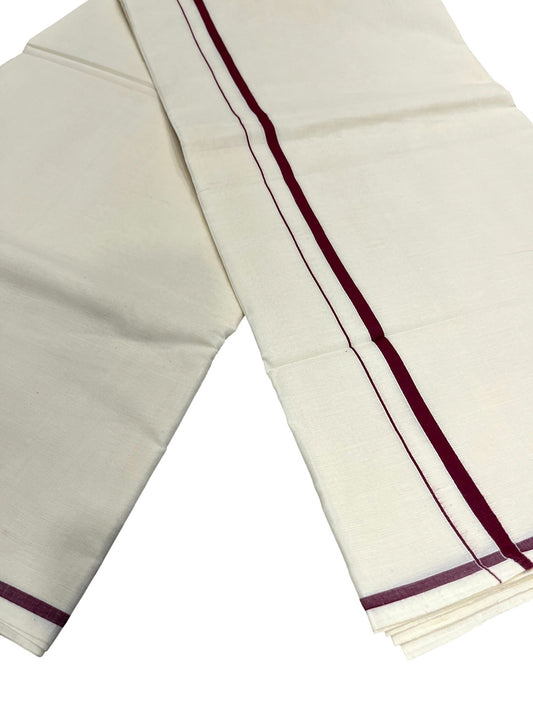 Southloom Kerala Cotton Plain Saree with Brown Puliyilakkara Border