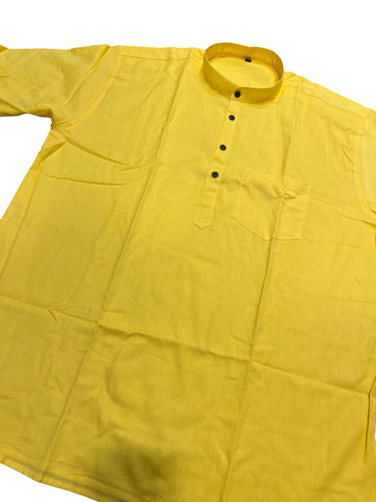Southloom Yellow Short Cotton Kurta Shirt for Men