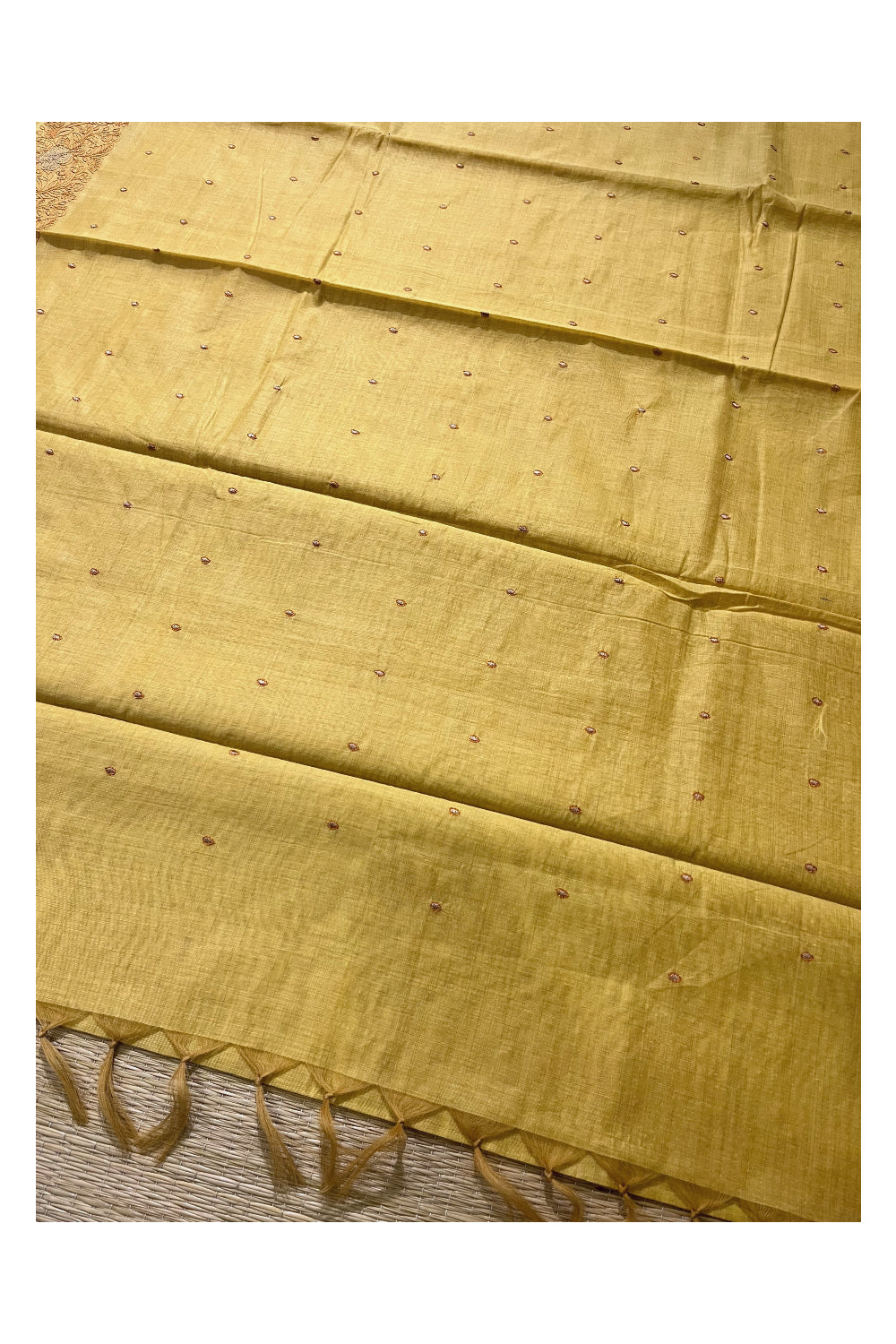 Southloom Cotton Yellow Saree with Embroidered Border