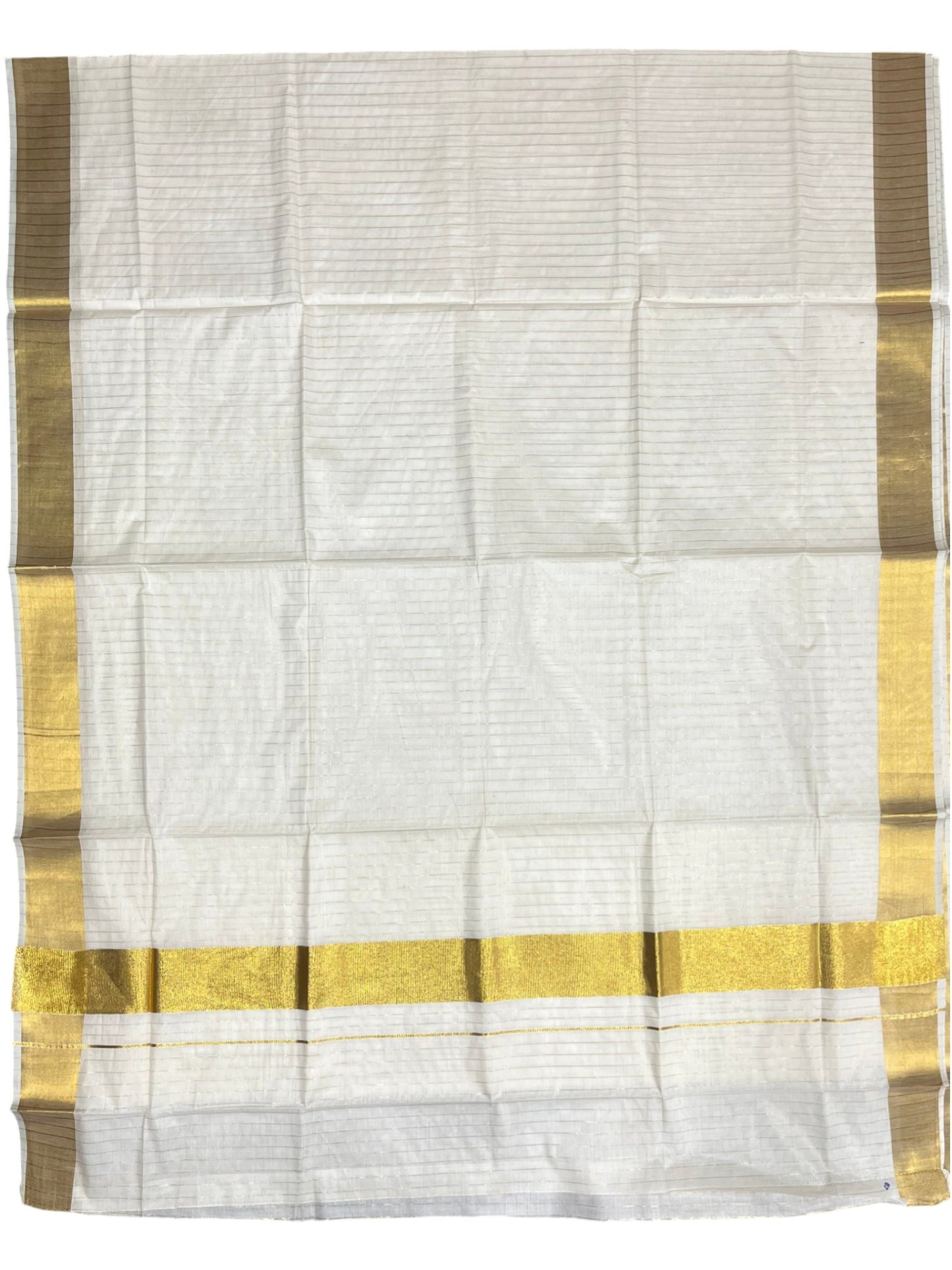 Southloom Pure Cotton Kerala Kasavu Saree with Lines on Body and Kasavu Border