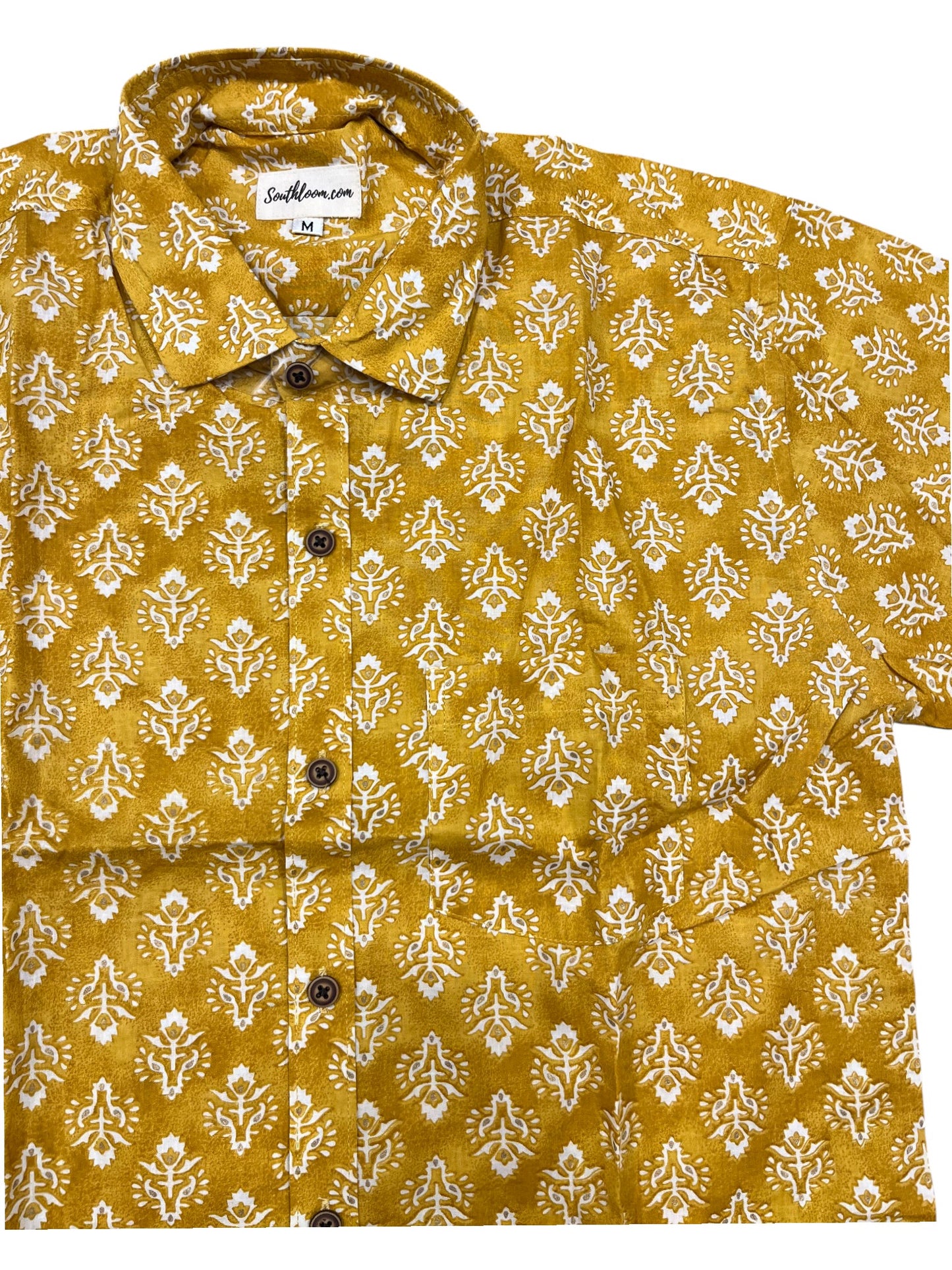 Southloom Jaipur Pure Cotton Block Printed Shirt for Men (Medium)