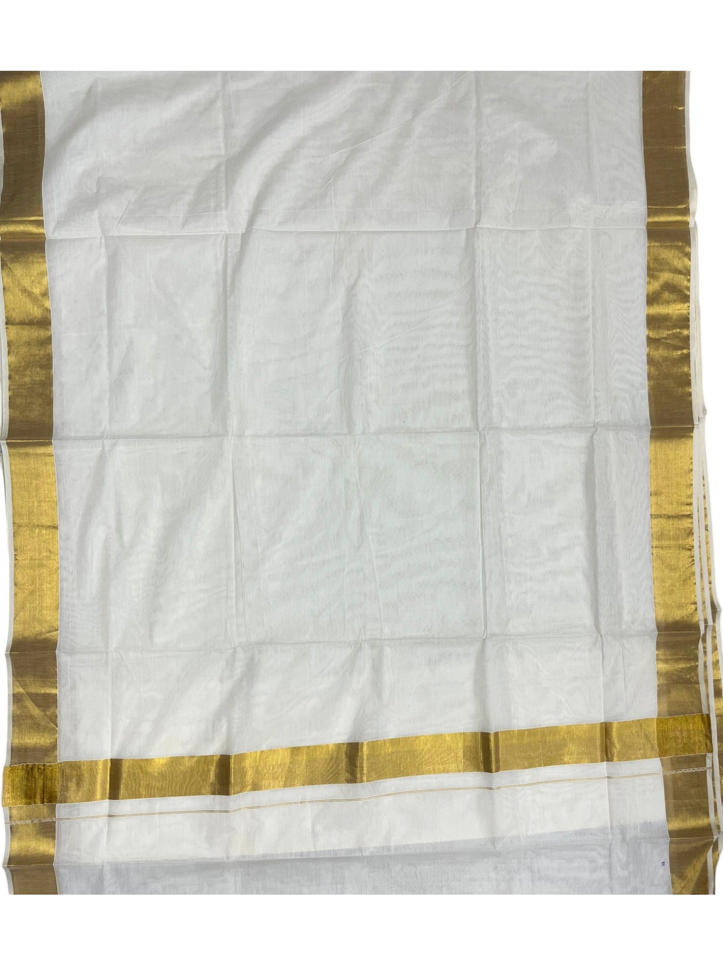 Southloom Pure Cotton Kerala Saree with 2.5 inch Gold Kasavu Border