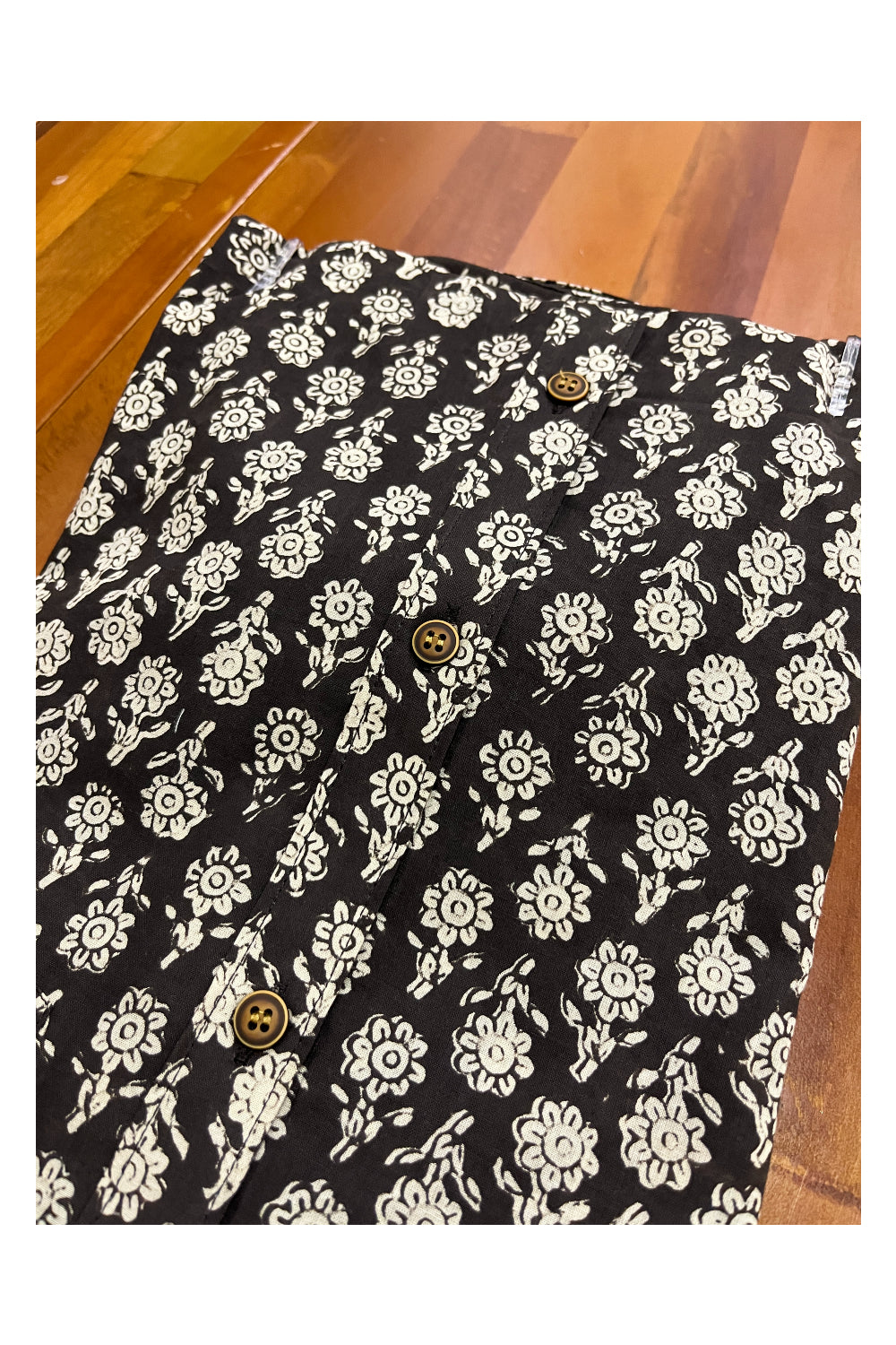 Southloom Jaipur Cotton Black With Floral Hand Block Printed Shirt (Full Sleeves)