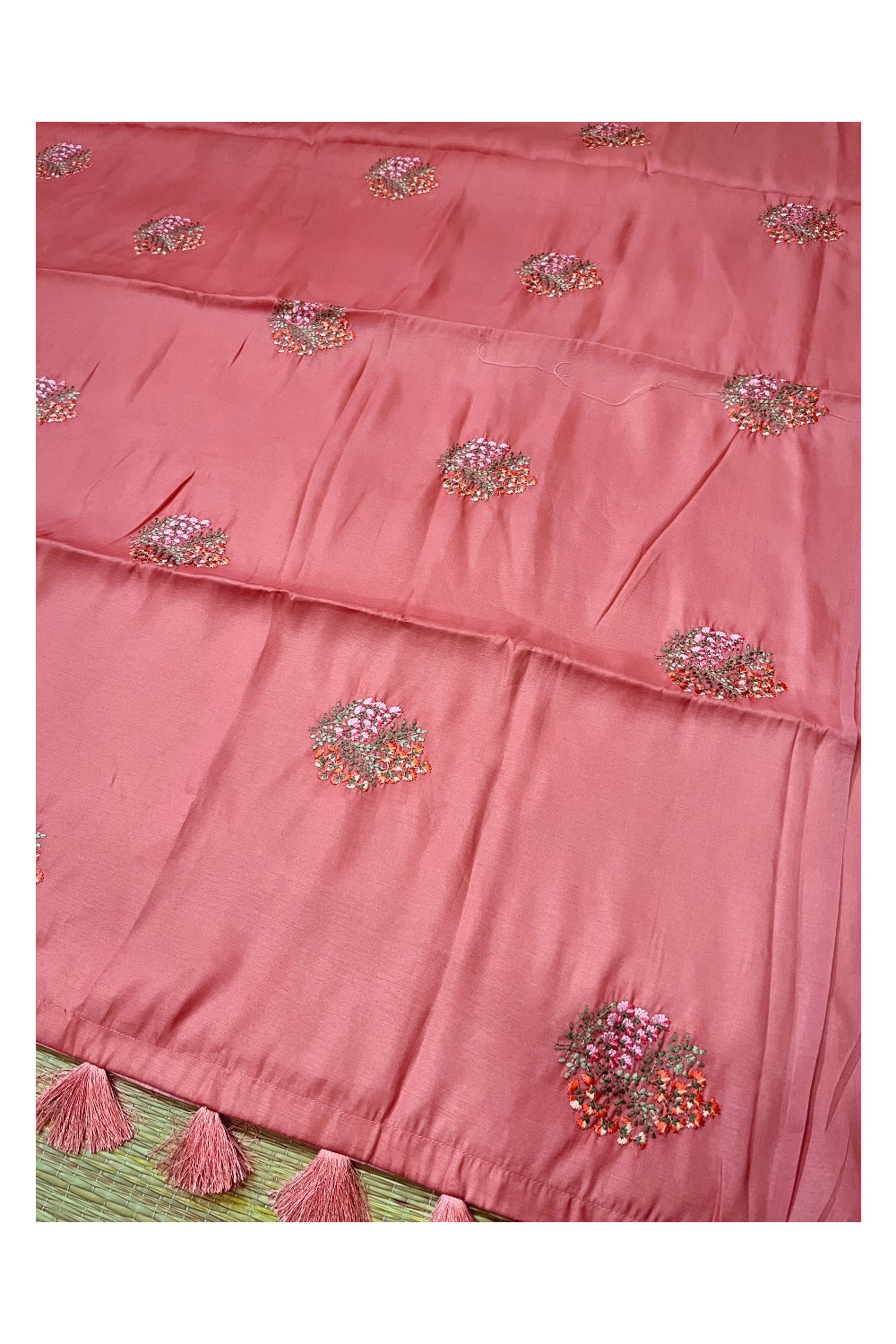 Southloom Art Silk Pink Designer Embroidery Saree